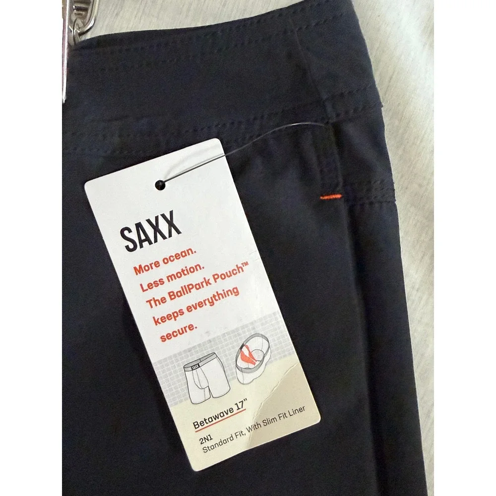SAXX Betawave 2N1 Board Shorts Mens 40 Black XL BallPark Pouch DropTemp